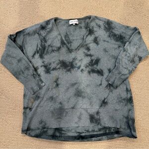 Caryn Vallone Gray Tie-Dye Cotton Long Sleeve Top